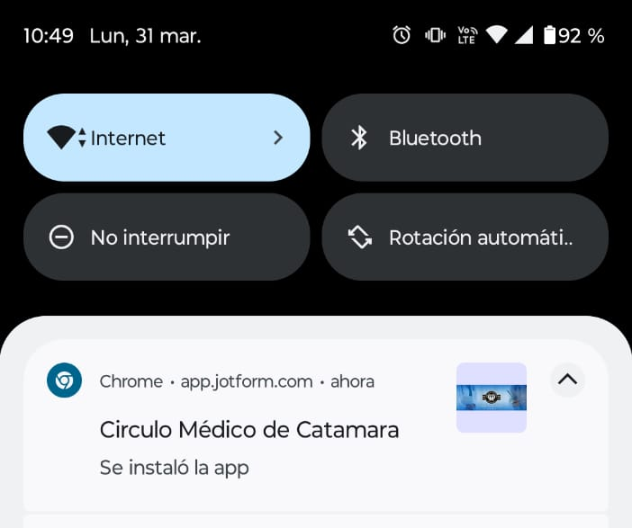 Icono acceso a la aplicación